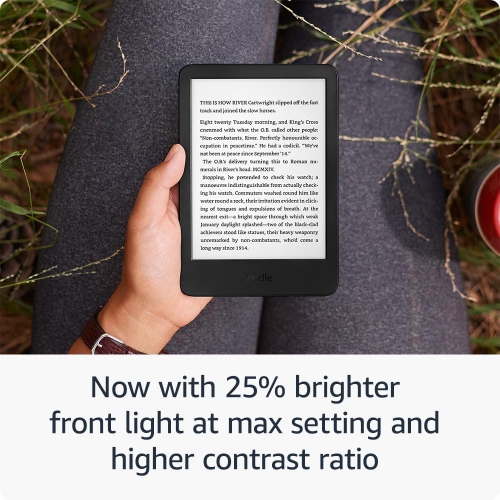 Kindle - 2024 - Lightest and most compact Kindle, with glare-free display, faster page turns, adjustable front light, and long battery life - Black +