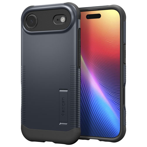 Étui rigide ajusté Slim Armor MagFit de Spigen avec anneau magnétique pour iPhone Air - Ardoise métallique