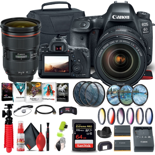 Appareil photo EOS 6D Mark II de Canon avec objectif 24-105&nbsp;mm f/4&nbsp;L II batterie supplémentaire