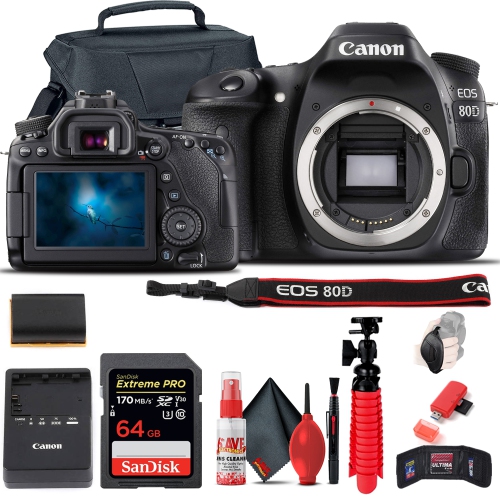 Appareil photo reflex numérique EOS 80D de Canon (1263C004) + carte 64&nbsp;Go + étui de base