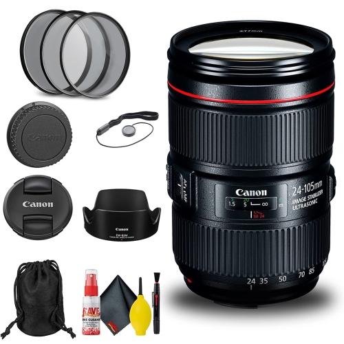 CANON  Ef 24-105MM F/4L Is Ii Usm Lens (1380C002) + Filter + Cap Keeper + More