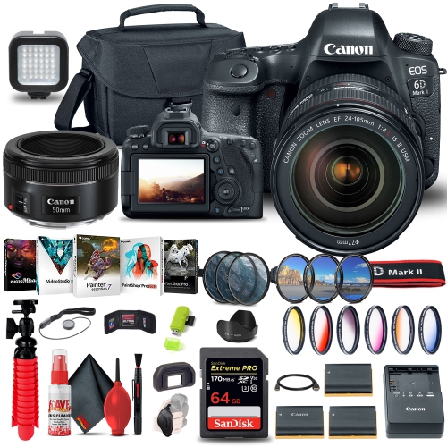 Appareil photo EOS 6D Mark II de Canon avec objectif 24-105&nbsp;mm f/4&nbsp;L II et trousse de filtres extrêmes