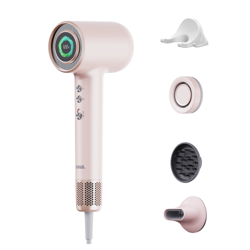 MERA Auto Start/Stop Aromatherapy Bi-Ionic Self Cleaning Hair Dryer MHDP01 PINK CORAL, 1400w with LED display, 65 dB, Safe Mode, Diffuser, Aroma