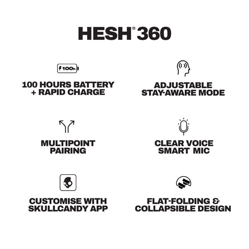 Casque d'écoute Bluetooth à isolation sonore Hesh 360 de Skullcandy - Os