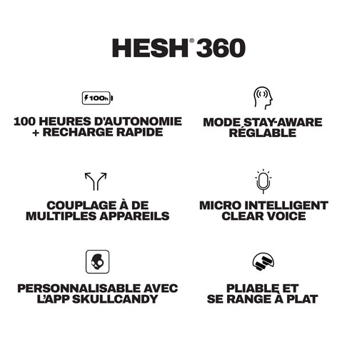 Casque d'écoute Bluetooth à isolation sonore Hesh 360 de Skullcandy - Os