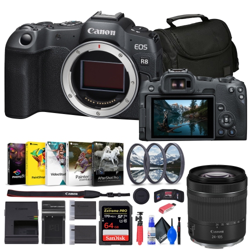 CANON  Eos R8 Mirrorless Camera + 64GB Card + Bag + Charger + Battery + More