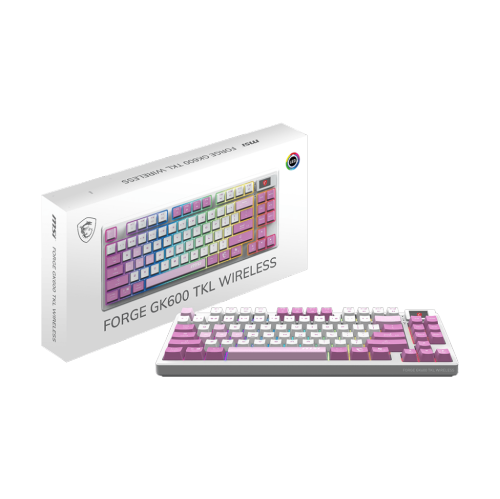 Clavier de jeu FORGE GK600 TKL W VIOLET US de MSI, touches mécaniques linéaires, design remplaçable à chaud, RVB