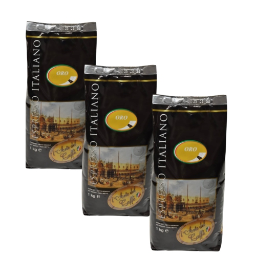 Espresso Italcaffe ORO – 3 x Café en grains 1&nbsp;kg – Torréfaction italienne – Léger, corsé et riche crème