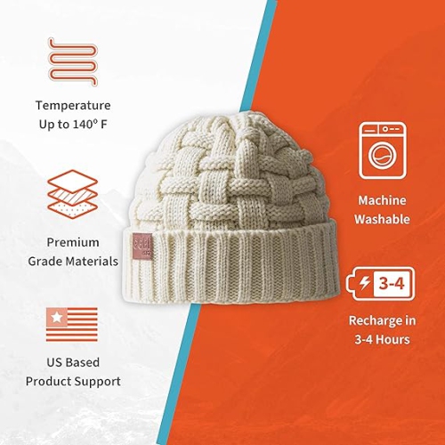 Bonnet chauffant Crest 2 zones pour femmes | 7,5 heures de chaleur | Chapeau chauffant