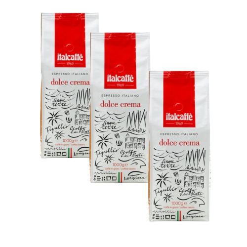 Italcaffe Dolce Crema Espresso Beans – 3 x 1kg – Whole Bean Coffee – Italian Roast – Sweet, Smooth, Creamy