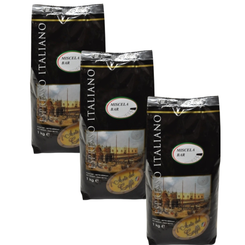 Haricots espresso en barre Miscela Italcaffe – 3 x 1&nbsp;kg – Café en grains – Mélange classique de barres italiennes – corsé, crémeux, intense