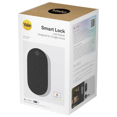 Serrure intelligente Google avec pavé numérique et compatibilité Matter de Yale - Noir