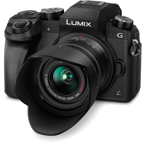 Appareil photo numérique sans miroir micro quatre tiers Lumix DMC-G7 de Panasonic avec objectif 14-42 mm - 64 Go - Portefeuille carte