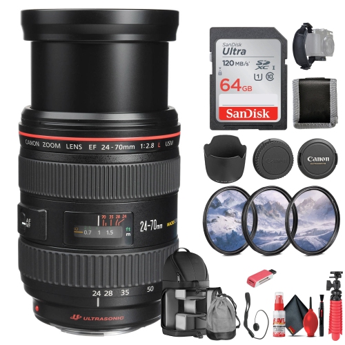 Canon EF 24-70mm f/2.8L USM Standard Zoom Lens for Canon SLR Cameras - Bundle