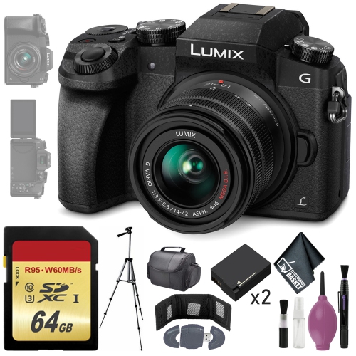 Panasonic Lumix DMC-G7 Mirrorless Micro Four Thirds Digital Camera w/ 14-42mm Lens - 64GB - Reader Storage Bundle