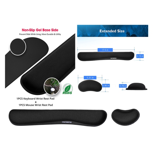 Clavier avec souris 2-en-1 et support pour les mains de VicTsing avec tapis de poignet confortable_Noir