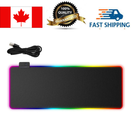 RGB LED light Gaming Mouse Pad Large 800x300x4mm, Oversized Glowing Led Extended Mousepad, Non-Slip Rubber Keyboard Pad Mat