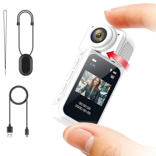 1080P Mini Rotate Body Camera, Wearable Action Body Cam, Thumb Size Hands Free Recording Body Worn Camera for Work, Travel, Sport,Pet Walking