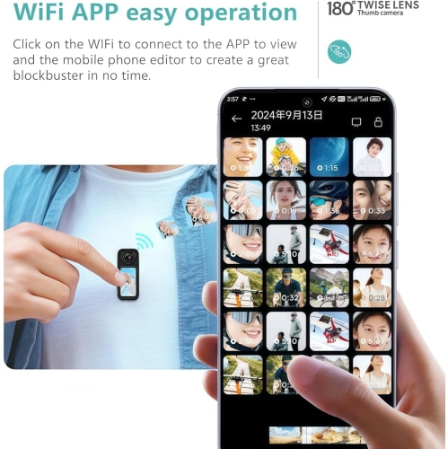 1080P Mini Rotate Body Camera, Wearable Action Body Cam, Thumb Size Hands Free Recording Body Worn Camera for Work, Travel, Sport,Pet Walking