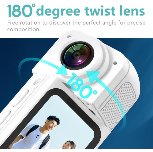 1080P Mini Rotate Body Camera, Wearable Action Body Cam, Thumb Size Hands Free Recording Body Worn Camera for Work, Travel, Sport,Pet Walking