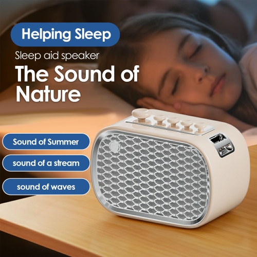 Petit appareil à bruit blanc classique, 8 sons apaisants de la nature, haut-parleur stéréo TWS portatif pour le sommeil, le yoga, la chambre de bébé