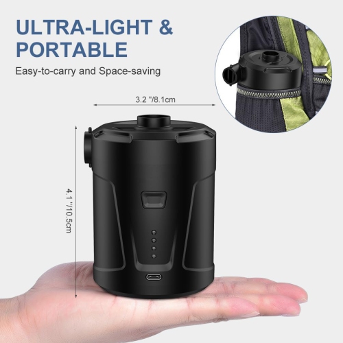 Electric Air Pump for Inflatables with 3 Nozzles, USB Rechargeable, Fill Inflator Deflator
