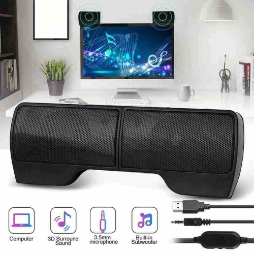 Clip-On Laptop Soundbar USB Mini Desktop Notebook Speaker Portable Clip Speaker Subwoofer Audio