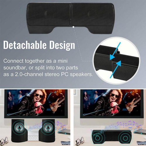Clip-On Laptop Soundbar USB Mini Desktop Notebook Speaker Portable Clip Speaker Subwoofer Audio