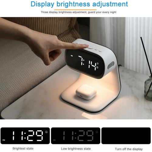 Digital Alarm Clock with Wireless Fast Charging Station Touch Smart Lamp for Bedside,3 Color Dimmable Night Light for Living Room Bedside Heavy