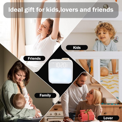 Sunrise Alarm Clocks for Bedroom,Digital Clock with Sound Machine Night Light,Rechargeable Alarm Clock for Kids Heavy Sleepers Teens Living Room