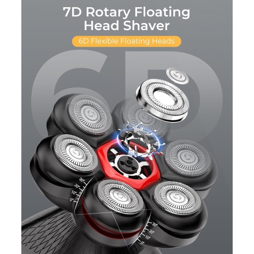 Head Shavers for Bald Men,5 in 1 Magnetic Electric Razor Grooming Kit,7D Head Shaver with LED Display,3 Adjustable Modes,Wet & Dry Use Men's Razor