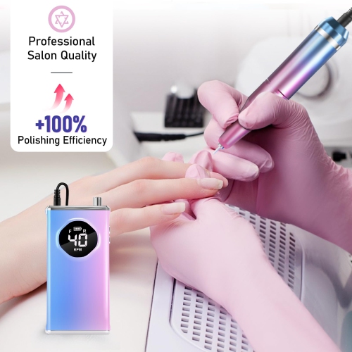 40,000 RPM Electric Nail Drill File, Portable Cordless Electric Nail File Set for Removing Nail Polish Acrylic Gel