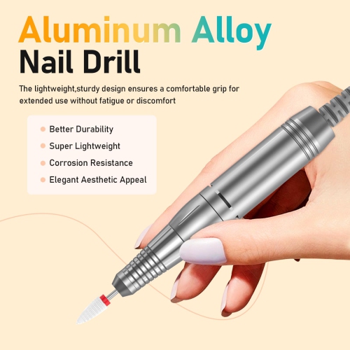 Portable Nail Drill Electric File, 35,000 RPM Rechargeable Nail File Machine for Acrylic Nail Gel Polish Removal