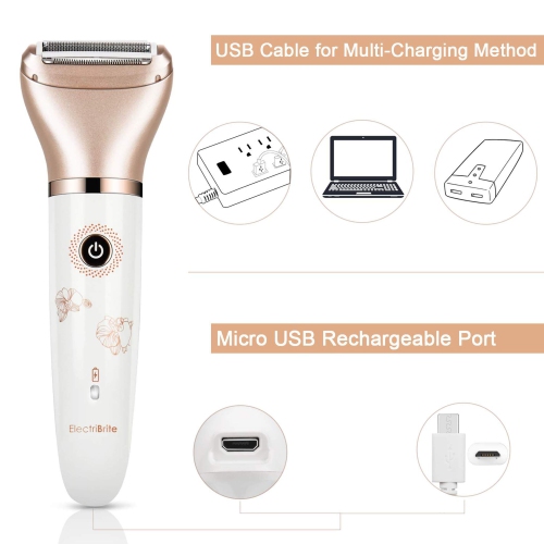 Rasoir électrique pour femmes, épilateur sans fil, tondeuse bikini portative étanche, câble USB pour peau sèche ou humide rechargeable pour le