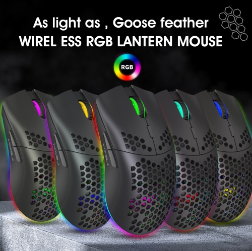 Hole Mouse RGB Illuminated Macro Programming Gaming Mouse 6-button Built-in Light-T66 Black RGB Rechargeable Edition 2.4GHz Wireless Transmission