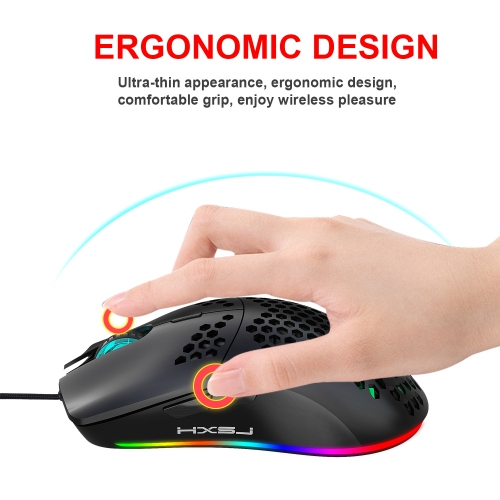 Hole Mouse RGB Illuminated Macro Programming Gaming Mouse 6-button Built-in Light-T66 Black RGB Rechargeable Edition 2.4GHz Wireless Transmission