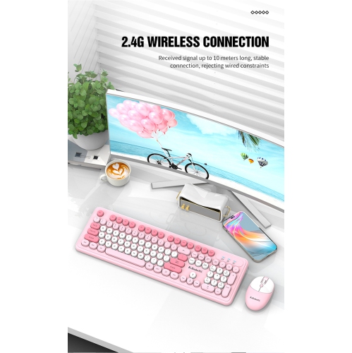 Wireless keyboard and mouse set fashion punk desktop computer notebook office business-WK200 wireless keyboard + mouse