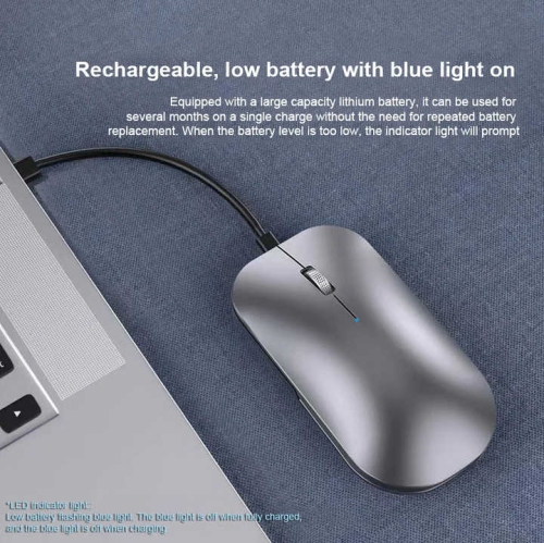 Wireless Mouse Bluetooth Office Silent Charging Metal Texture Magnetic Cover Laptop Accessories, Suitable for Laptop Mac - Silver