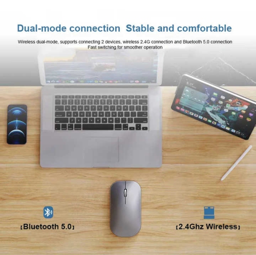 Wireless Mouse Bluetooth Office Silent Charging Metal Texture Magnetic Cover Laptop Accessories, Suitable for Laptop Mac - Silver