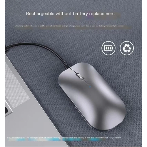 Wireless Mouse Bluetooth Office Silent Charging Metal Texture Magnetic Cover Laptop Accessories, Suitable for Laptop Mac - Silver