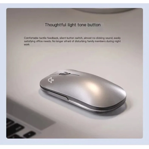 Wireless Mouse Bluetooth Office Silent Charging Metal Texture Magnetic Cover Laptop Accessories, Suitable for Laptop Mac - Silver