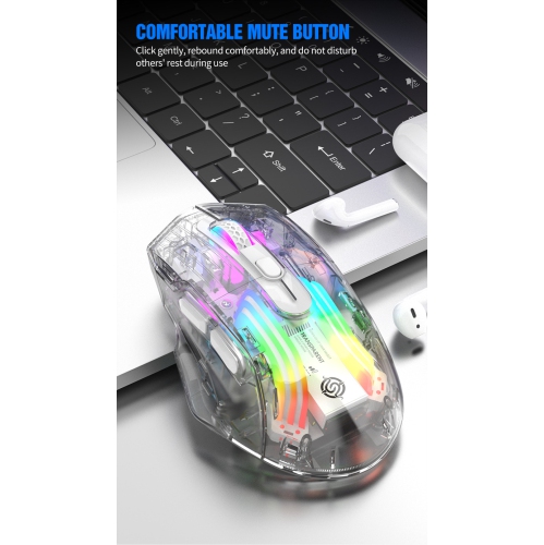 Souris de jeu sans fil rechargeable Bluetooth 2,4 GHz trimode RVB BM530 avec clic silencieux et câble de recharge USB - Souris noire à trois modes