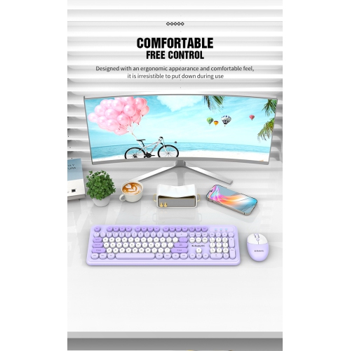 Wireless keyboard and mouse set fashion punk desktop computer notebook office business-WK200 wireless keyboard + mouse