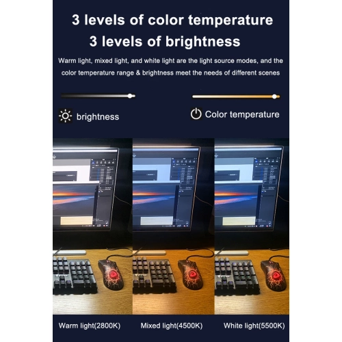 Computer monitor screen hanging lamp clip lamp USB computer dormitory desk reading eye protection office fill light desk lamp - camera 1080p