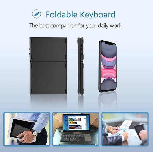 Tri-fold Bluetooth keyboard with touchpad for PC tablet, Samsung, Android, iOS, smart phone B033 silvery white [micro special price]