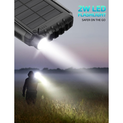 Chargeur portable à énergie solaire 42800&nbsp;mAh de Mregb – Recharge rapide, chargeur portatif avec lampe de poche – EXPÉDITION GRATUITE