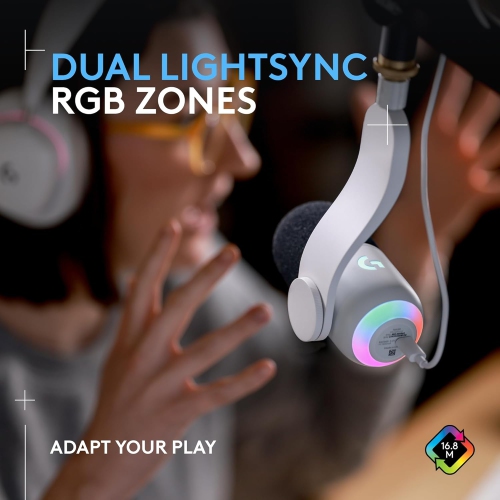 Boîte ouverte - Microphone de jeu USB Yeti GX à éclairage RVB LIGHTSYNC de Logitech - Blanc