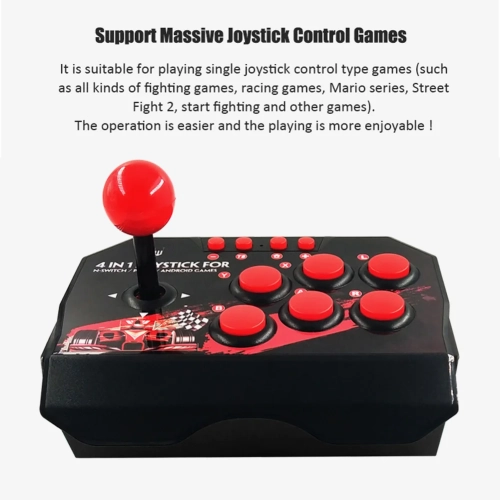 Manette Switch Manette 4-en-1 USB avec fil Joystick Retro Arcade Station Turbo Console de jeu Joystick manette de combat pour PS3 Switch PC Android TV