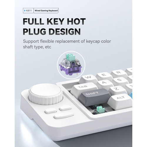 19-key macro-defined joystick dual-wheel RGB hot-swappable macro-defined wired mechanical gaming keyboard computer accessories - black