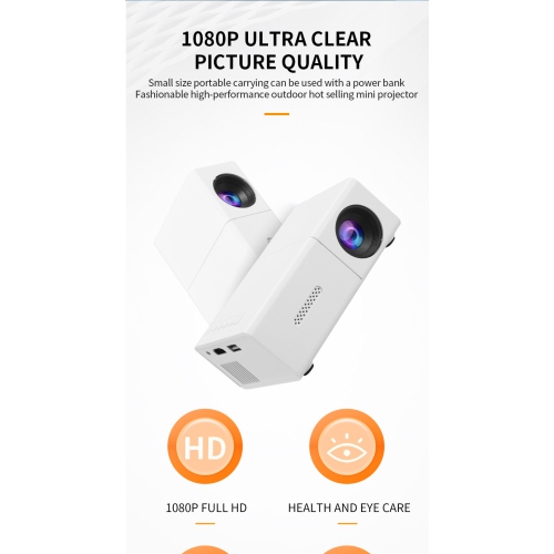 Nouveau Mini projecteur Home HD 1080PLED Portable Projecteur Téléphone portable Même écran - Noir blanc